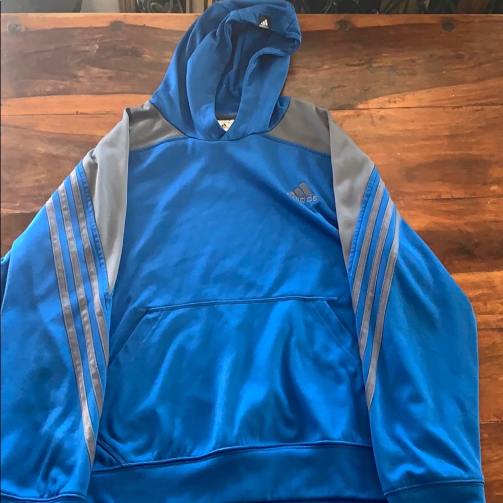 Blue and grey adidas hoodie